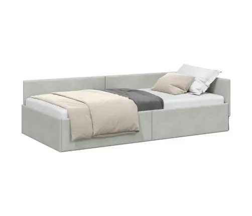 Stūra Gultas Rāmis Cits Gaiši Pelēka 90 X 190 Cm Vidaxl