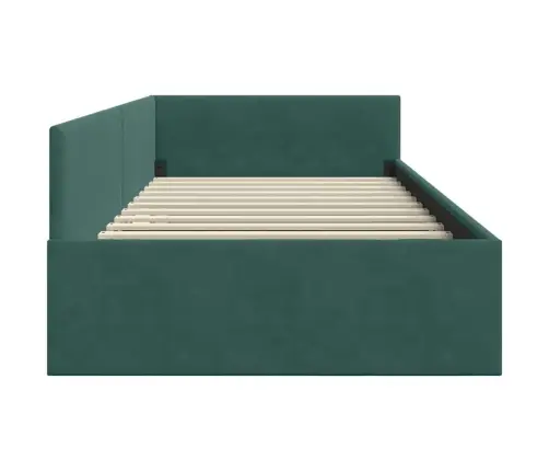 Stūra Gultas Rāmis Cits Ar Galvas Klāju Tumši Zaļa 90 X 190 Cm Vidaxl