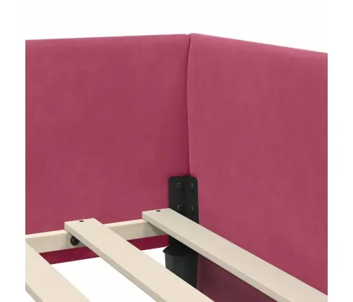 Stūra Gultas Rāmis Cits Ar Galvas Klāju Vīnsarkans 90 X 190 Cm Vidaxl