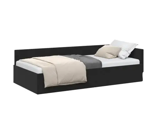 Stūra Gultas Rāmis Melna 90 X 190 Cm Samts Un Inženieru Koks Vidaxl