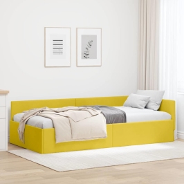 Stūra Gultas Rāmis Dzeltena 90 X 190 Cm Samts Un Inženieru Koks Vidaxl