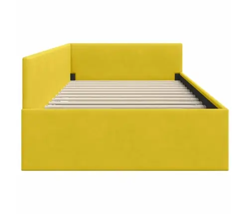 Stūra Gultas Rāmis Dzeltena 90 X 190 Cm Samts Un Inženieru Koks Vidaxl