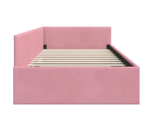 Stūra Gultas Rāmis Rozā 100 X 200 Cm Samts Un Inženieru Koks Vidaxl