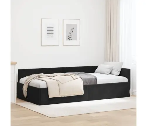 Kampinė Lovos Konstrukcija Juoda 100 Cm X 200 Cm Aksomas