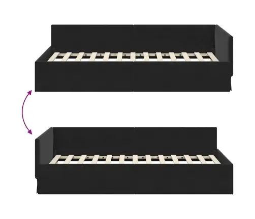 Kampinė Lovos Konstrukcija Juoda 100 Cm X 200 Cm Aksomas