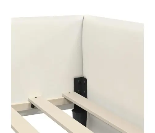 Stūra Gultas Rāmis Cits Ar Galvas Klāju Krēmkrāsa 100 X 200 Cm Vidaxl