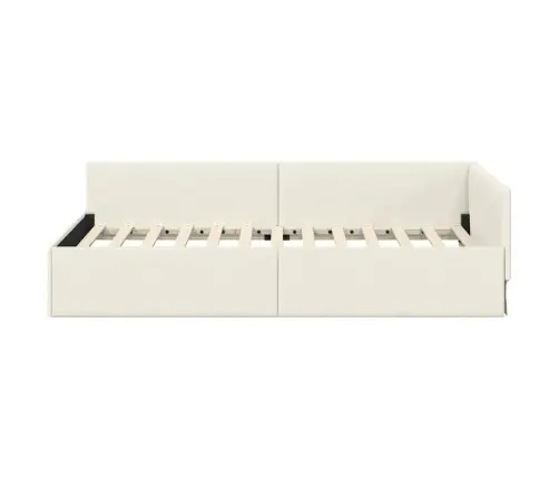 Stūra Gultas Rāmis Cits Ar Galvas Klāju Krēmkrāsa 100 X 200 Cm Vidaxl