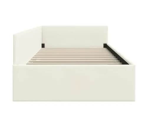 Stūra Gultas Rāmis Cits Ar Galvas Klāju Krēmkrāsa 100 X 200 Cm Vidaxl