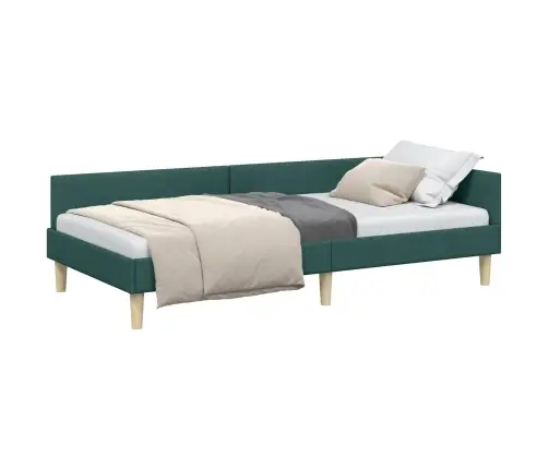 Stūra Gultas Rāmis Cits Ar Galvas Klāju Tumši Zaļa 80 X 200 Cm Vidaxl