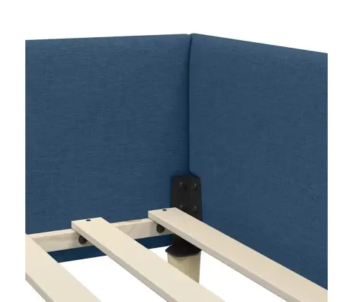 Stūra Gultas Rāmis Zila 80 X 200 Cm Audums Un Inženierijas Koks Vidaxl