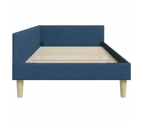 Stūra Gultas Rāmis Zila 80 X 200 Cm Audums Un Inženierijas Koks Vidaxl
