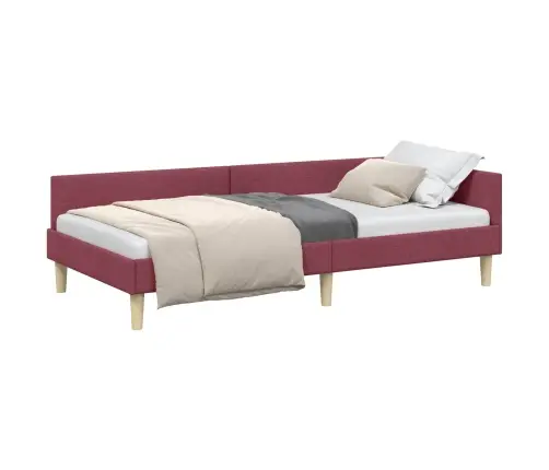 Stūra Gultas Rāmis Cits Ar Galvas Klāju Vīnsarkans 90 X 190 Cm Vidaxl