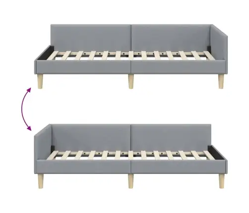 Stūra Gultas Rāmis Cits Gaiši Pelēka 90 X 200 Cm Vidaxl