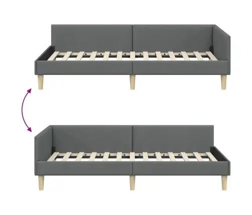 Stūra Gultas Rāmis Cits Tumši Pelēka 90 X 200 Cm Vidaxl