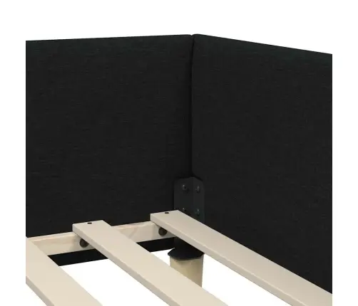 Stūra Gultas Rāmis Cits Ar Galvas Klāju Melna 90 X 200 Cm Vidaxl