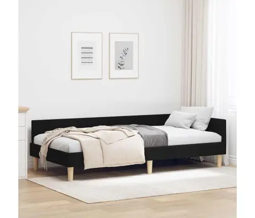 Stūra Gultas Rāmis Cits Ar Galvas Klāju Melna 90 X 200 Cm Vidaxl