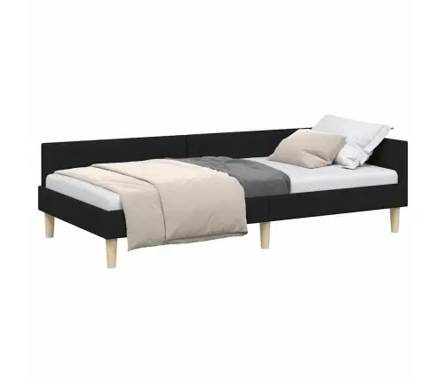 Stūra Gultas Rāmis Cits Ar Galvas Klāju Melna 90 X 200 Cm Vidaxl