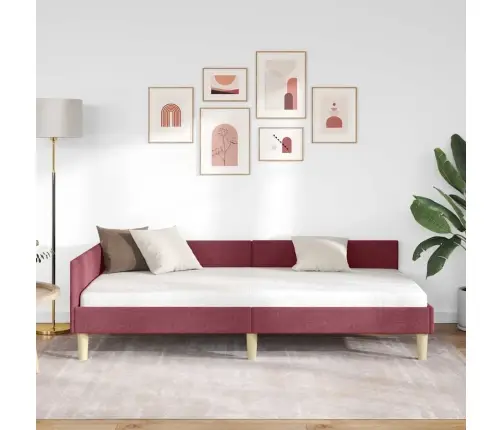 Stūra Gultas Rāmis Cits Ar Galvas Klāju Vīnsarkans 90 X 200 Cm Vidaxl