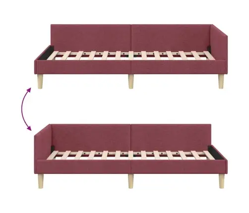 Stūra Gultas Rāmis Cits Ar Galvas Klāju Vīnsarkans 90 X 200 Cm Vidaxl