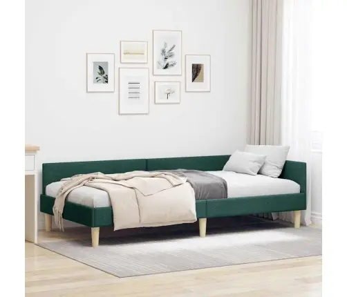 Kampinė Lovos Konstrukcija Tamsiai Žalia 90 X 200 Cm Audinys