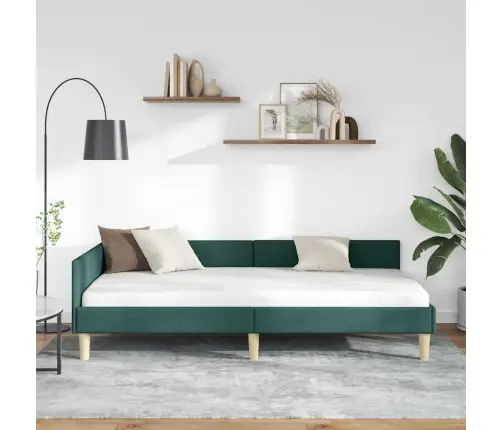 Kampinė Lovos Konstrukcija Tamsiai Žalia 90 X 200 Cm Audinys