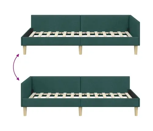 Kampinė Lovos Konstrukcija Tamsiai Žalia 90 X 200 Cm Audinys