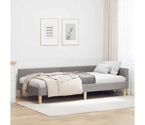 Stūra Gultas Rāmis Cits Ar Galvas Klāju Pelēkbrūna 90 X 200 Cm Vidaxl