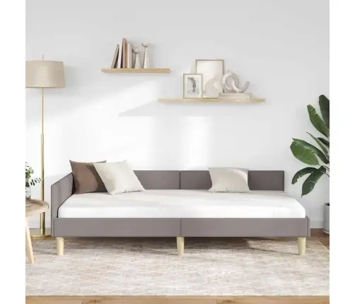 Stūra Gultas Rāmis Cits Ar Galvas Klāju Pelēkbrūna 90 X 200 Cm Vidaxl