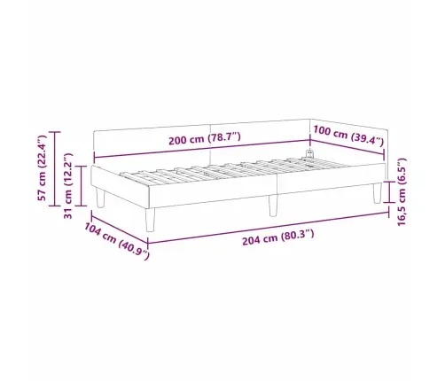 Kampinė Lovos Konstrukcija Tamsiai Žalia 100 X 200 Cm Audinys