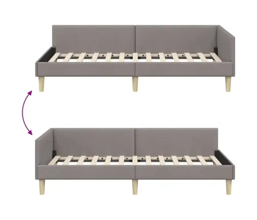 Stūra Gultas Rāmis Cits Ar Galvas Klāju Pelēkbrūna 100 X 200 Cm Vidaxl