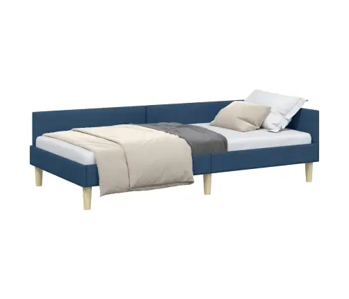 Stūra Gultas Rāmis Cits Ar Galvas Klāju Zila 100 X 200 Cm Vidaxl