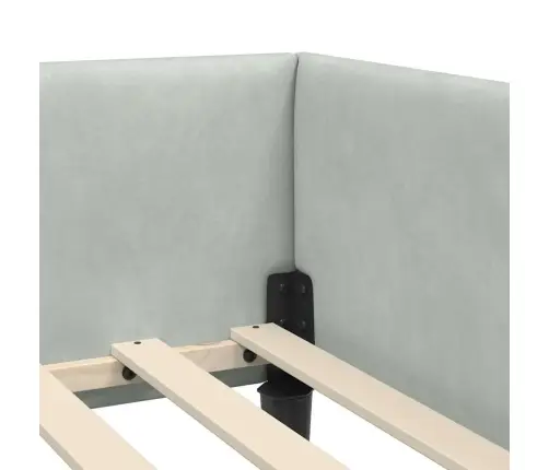 Stūra Gultas Rāmītis Ar Galvas Klāju Gaiši Pelēka 80 X 200 Cm Vidaxl