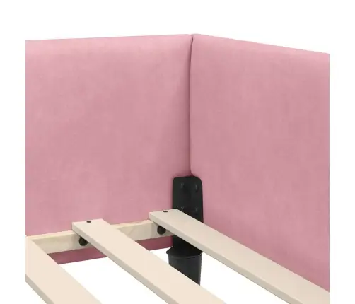 Stūra Gultas Rāmītis Rozā 80 X 200 Cm Samts Un Inženieru Koks Vidaxl