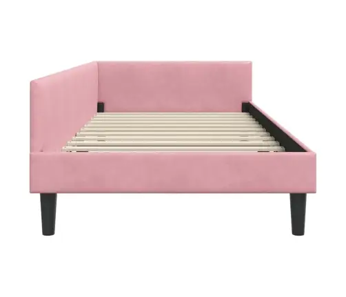 Stūra Gultas Rāmītis Rozā 80 X 200 Cm Samts Un Inženieru Koks Vidaxl