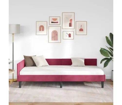 Stūra Gultas Rāmītis Ar Galvas Klāju Vīnsarkans 80 X 200 Cm Vidaxl