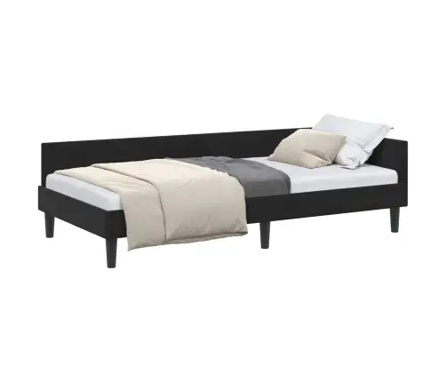 Stūra Gultas Rāmītis Melna 80 X 200 Cm Samts Un Inženieru Koks Vidaxl