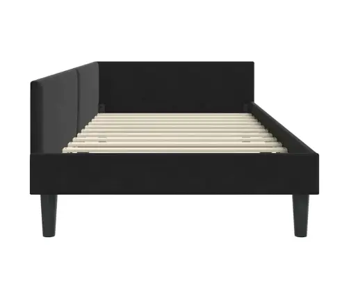 Stūra Gultas Rāmītis Melna 80 X 200 Cm Samts Un Inženieru Koks Vidaxl