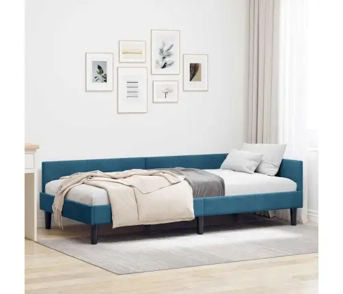 Kampinė Lovos Konstrukcija Mėlyna 90 Cm X 190 Cm Aksomas