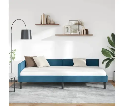 Kampinė Lovos Konstrukcija Mėlyna 90 Cm X 190 Cm Aksomas