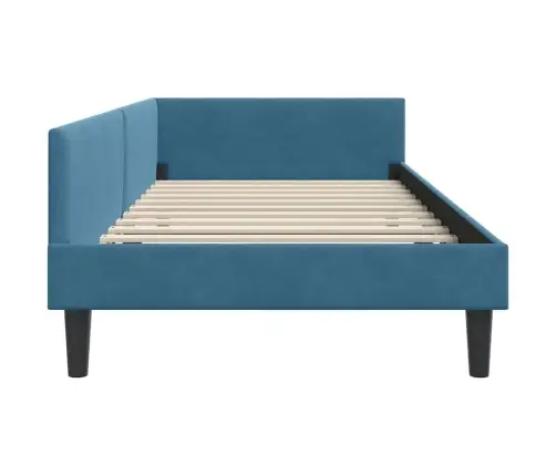 Kampinė Lovos Konstrukcija Mėlyna 90 Cm X 190 Cm Aksomas