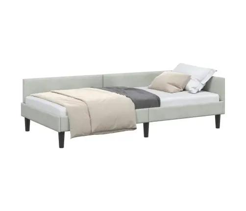 Stūra Gultas Rāmītis Ar Galvas Klāju Gaiši Pelēka 90 X 190 Cm Vidaxl