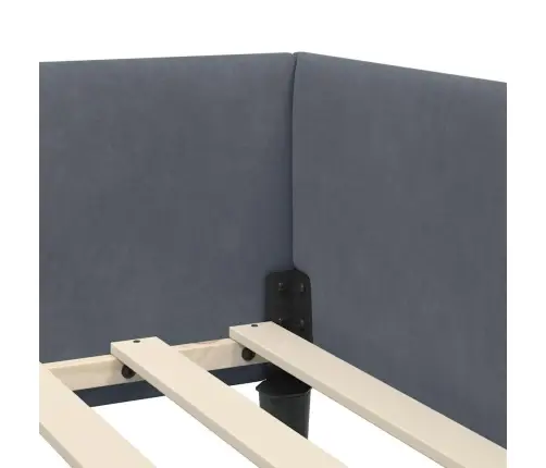 Stūra Gultas Rāmītis Ar Galvas Klāju Tumši Pelēka 90 X 190 Cm Vidaxl