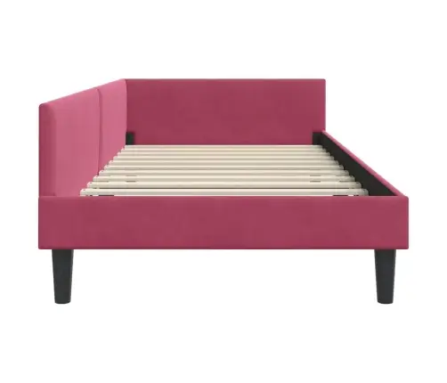 Stūra Gultas Rāmītis Ar Galvas Klāju Vīnsarkans 90 X 190 Cm Vidaxl