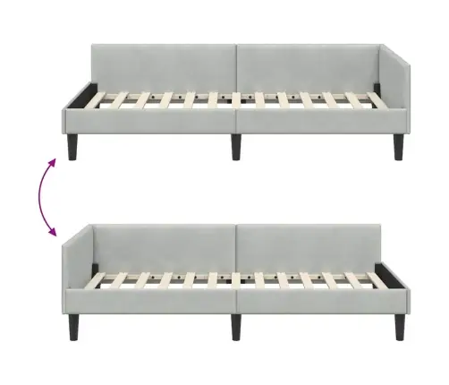 Kampinė Lovos Konstrukcija Šviesiai Pilka 90 Cm X 200 Cm