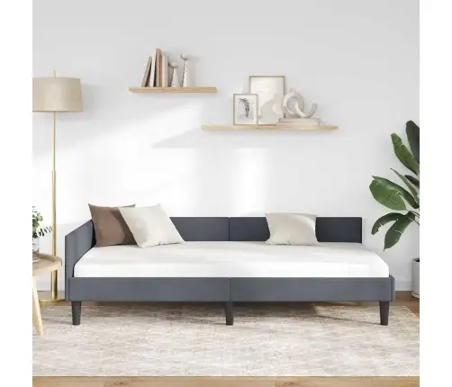 Kampinė Lovos Konstrukcija Tamsiai Pilka 90 Cm X 200 Cm Aksomas