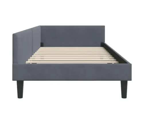 Kampinė Lovos Konstrukcija Tamsiai Pilka 90 Cm X 200 Cm Aksomas