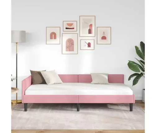 Kampinė Lovos Konstrukcija Rožinė 90 Cm X 200 Cm Aksomas