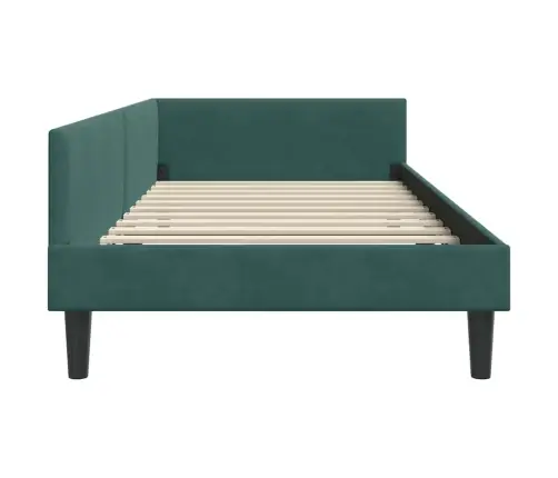 Stūra Gultas Rāmītis Ar Galvas Klāju Tumši Zaļa 100 X 200 Cm Vidaxl