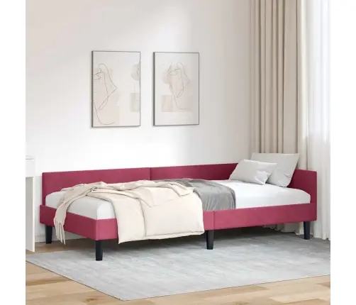 Stūra Gultas Rāmītis Ar Galvas Klāju Vīnsarkans 100 X 200 Cm Vidaxl