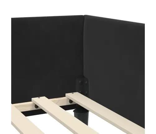 Stūra Gultas Rāmītis Melna 100 X 200 Cm Samts Un Inženieru Koks Vidaxl